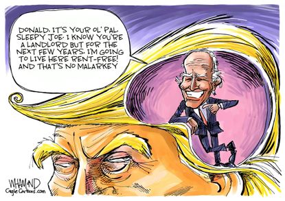 Political Cartoon U.S. Trump Joe Biden democratic primary presidential election 2020 campaign