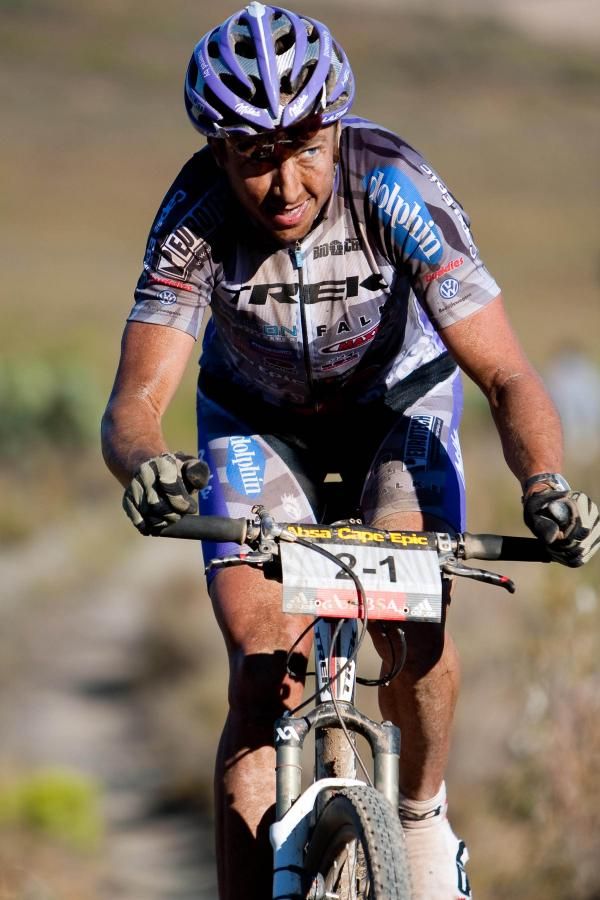 Bart Brentjens climbs a hill during stage two of the 2010 Absa Cape Epic Mountain Bike stage race from Ceres to Ceres