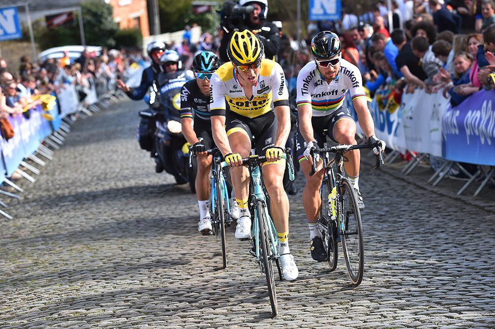 The break of Michael Kwiatkowski, Sep Vanmarcke and Peter Sagan