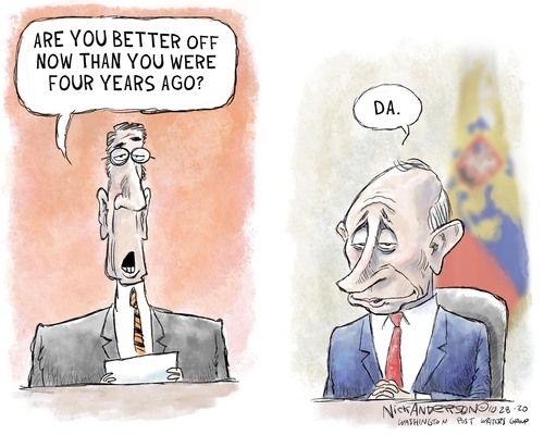 Political Cartoon U.S. Trump Putin 2020