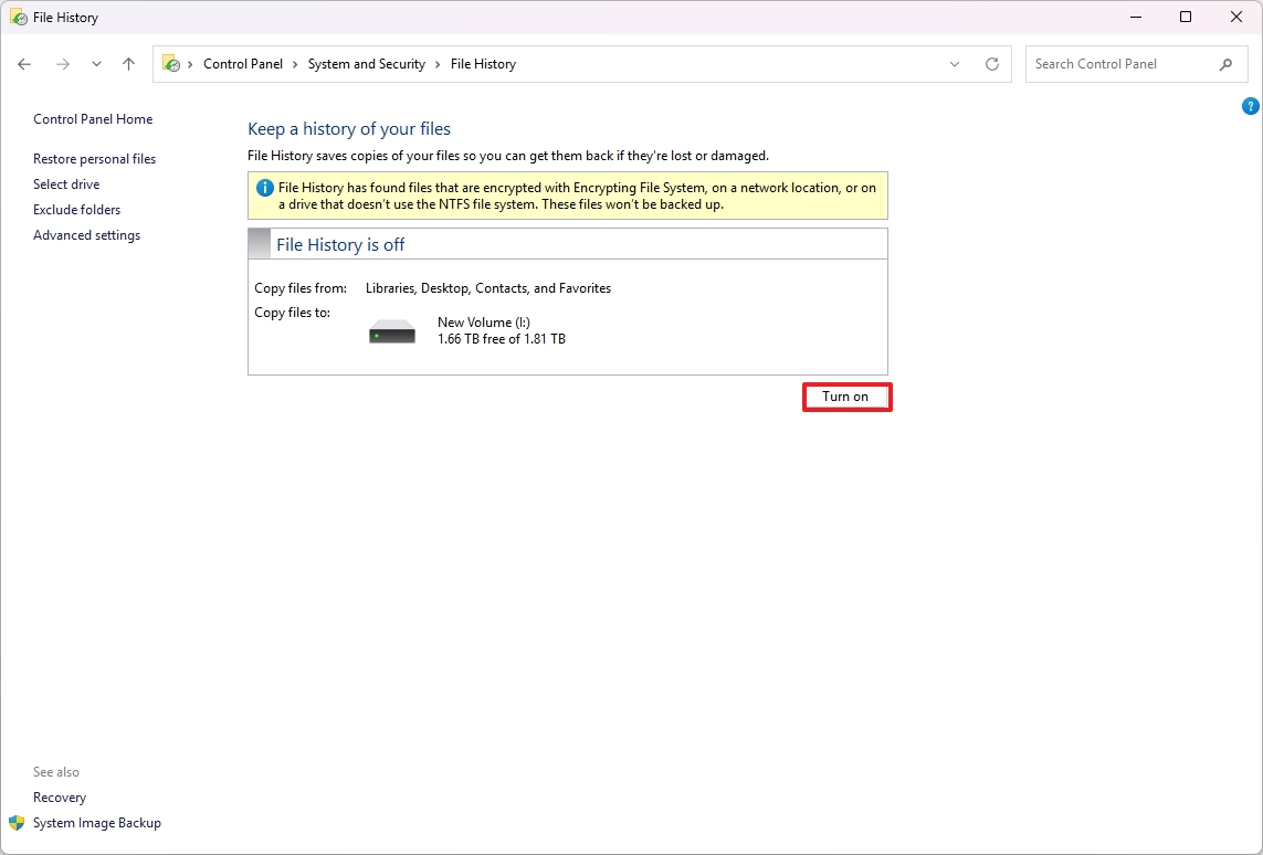 Enable File History