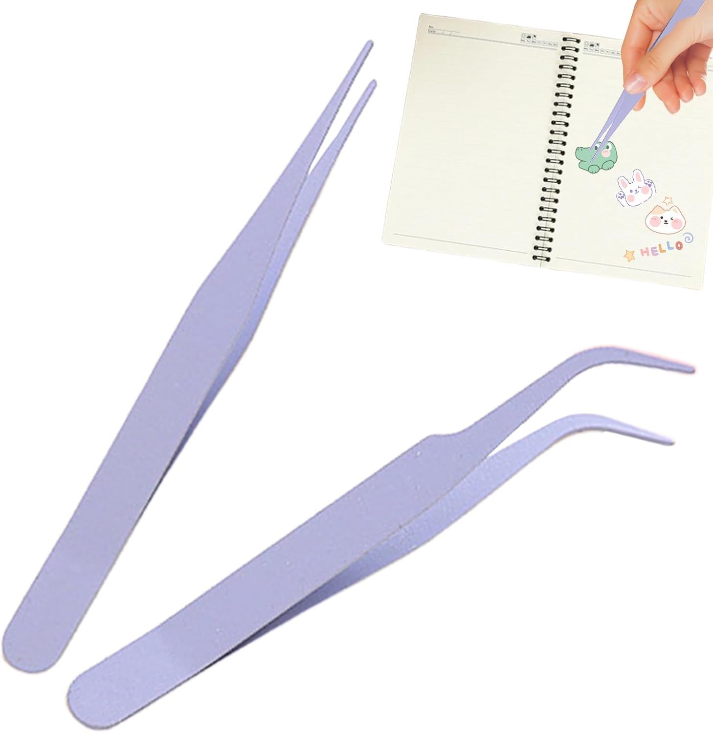 Sticker Precision Elbow Tweezers | Durable Stainless Steel Tool Set With Tips for Eyelash Styling Nail Art Scrap Cutting Task Home Use Makeup