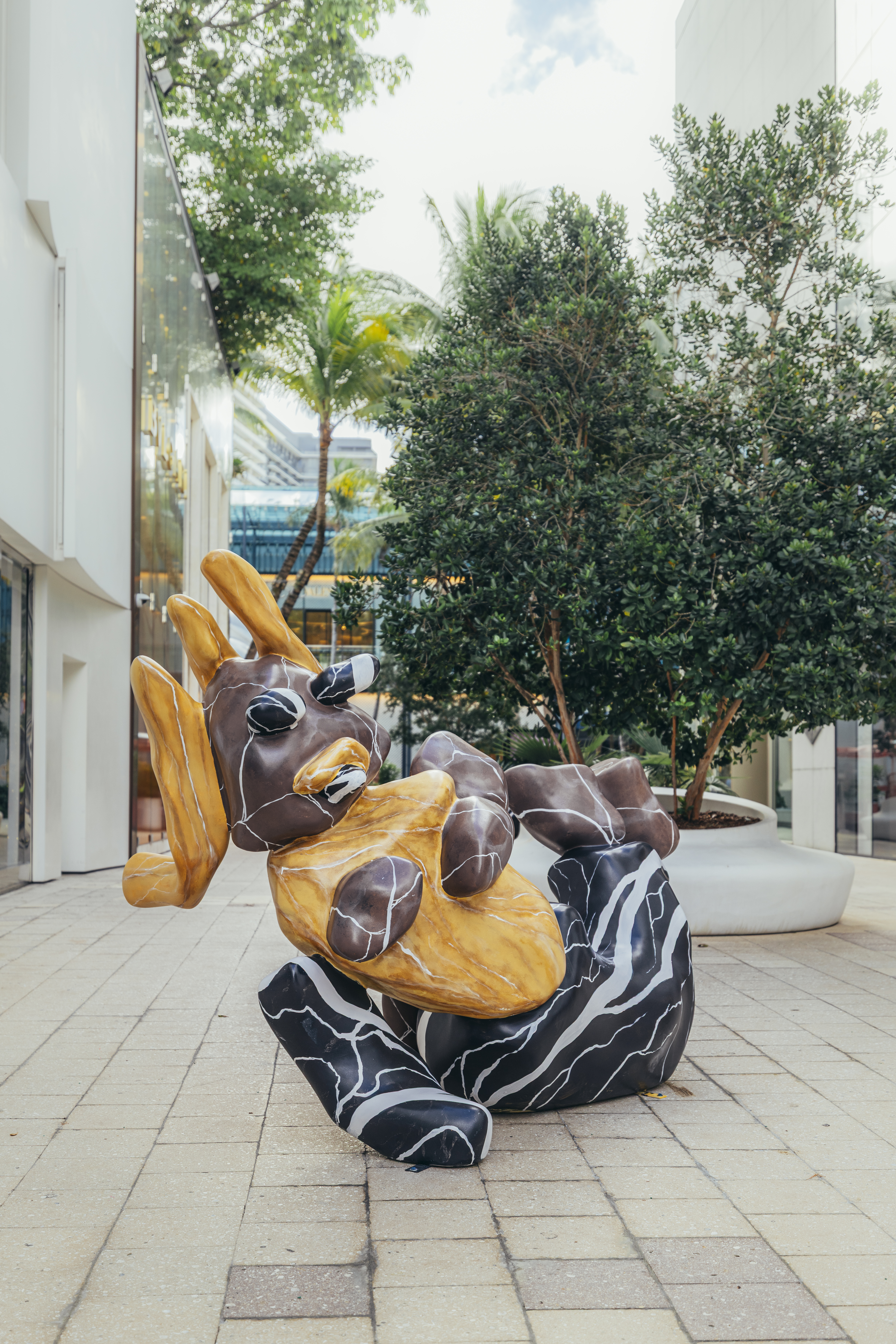 Stone animals installed at Miami Design District, created by Katie Stout