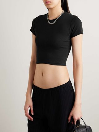 Kelly Cropped Ribbed Stretch-Cotton Jersey T-Shirt