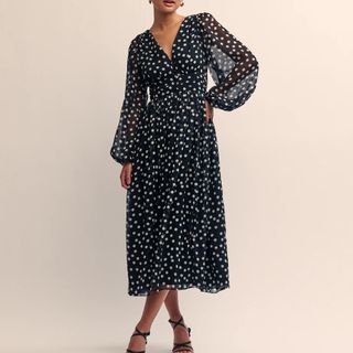 Nobody's Child Black Polka Dot Anya Midi Dress