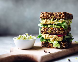 healthy sandwich made with bean sprouts