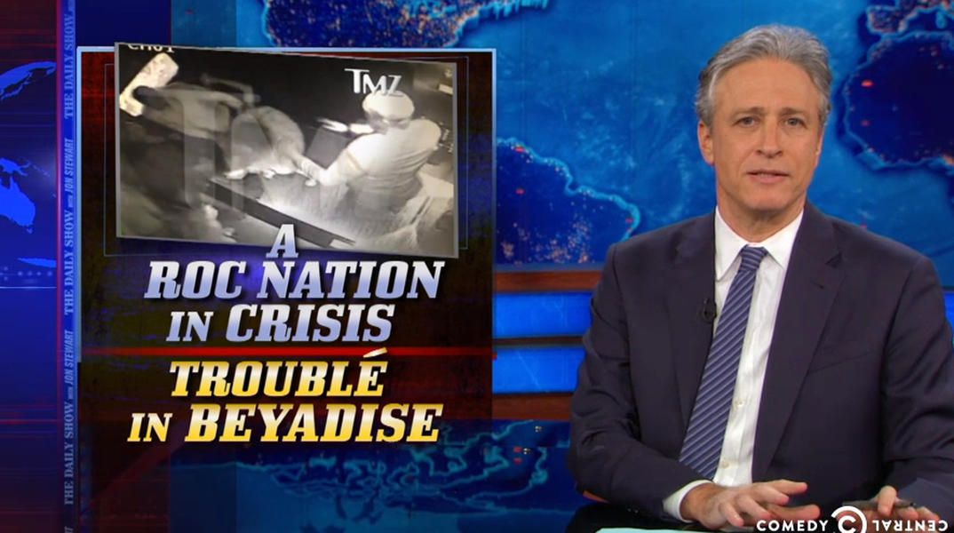 Jon Stewart unironically shames the media for its Solange-Jay Z fight obsession