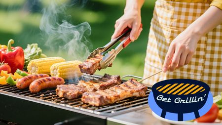 Woman grilling food
