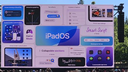 Apple iPadOS 18 on a screen at WWDC 2024