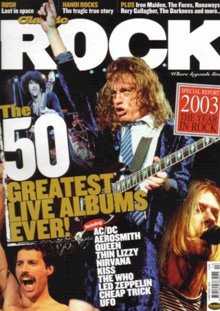 The cover of Classic Rock magazine issue 61 featuring The 50 Greatest Live Albums Ever