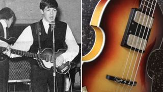 Paul McCartney (left), and his beloved Höfner bass guitar