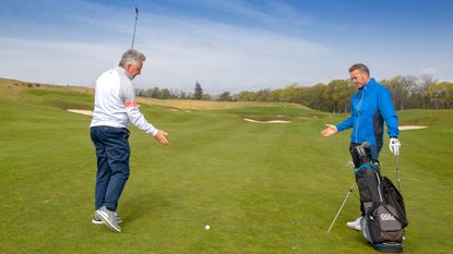 Moving golf ball accidentally on practice swing