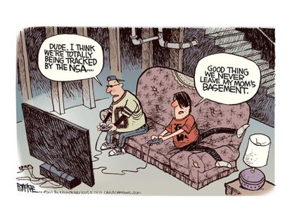Political cartoon NSA spying video games