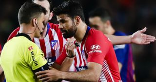 Former Chelsea striker Diego Costa sent off for Atletico against Barcelona