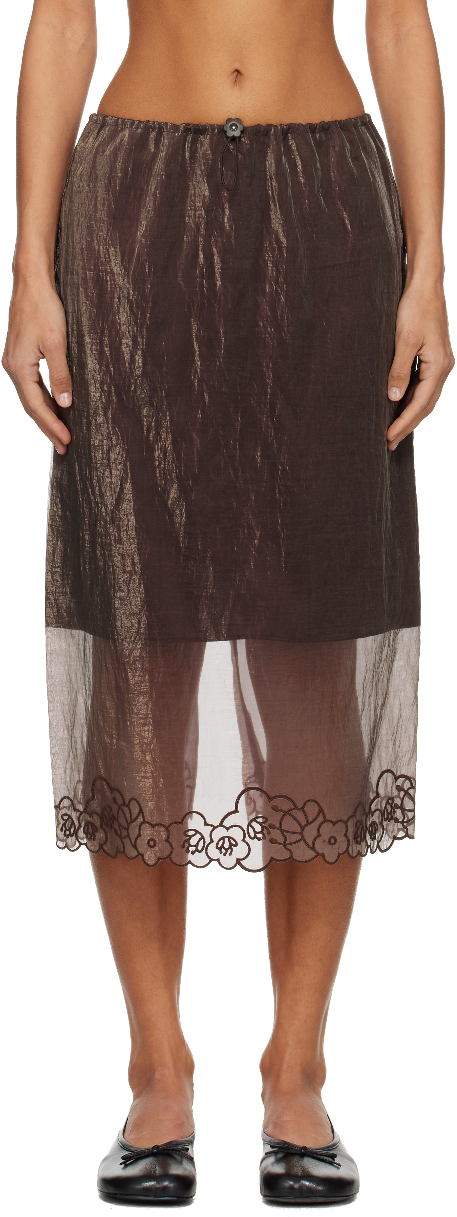 Brown Bria Midi Skirt