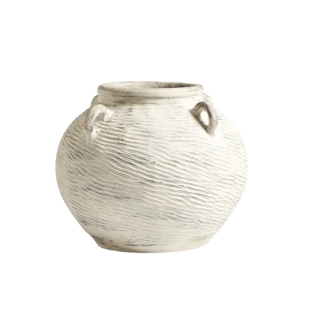 Round Chasca Planter - Brushed White 