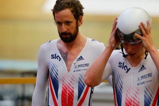 Bradely Wiggins after winning gold int he team pursuit.