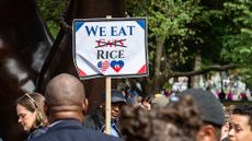 People participate in a rally in solidarity with the Haitian community at Boston Common in Boston on September 24, 2024