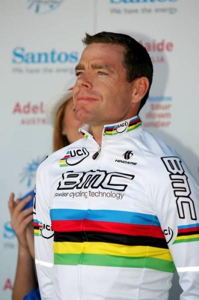 Cadel Evans (BMC) stood proud in his jersey during the team