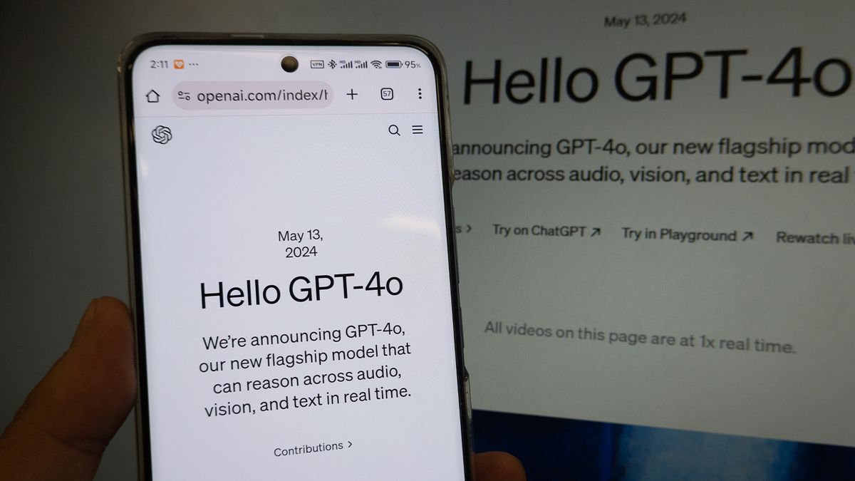 GPT-4o large language model from OpenAI pictured on a smartphone screen with user interface showing.