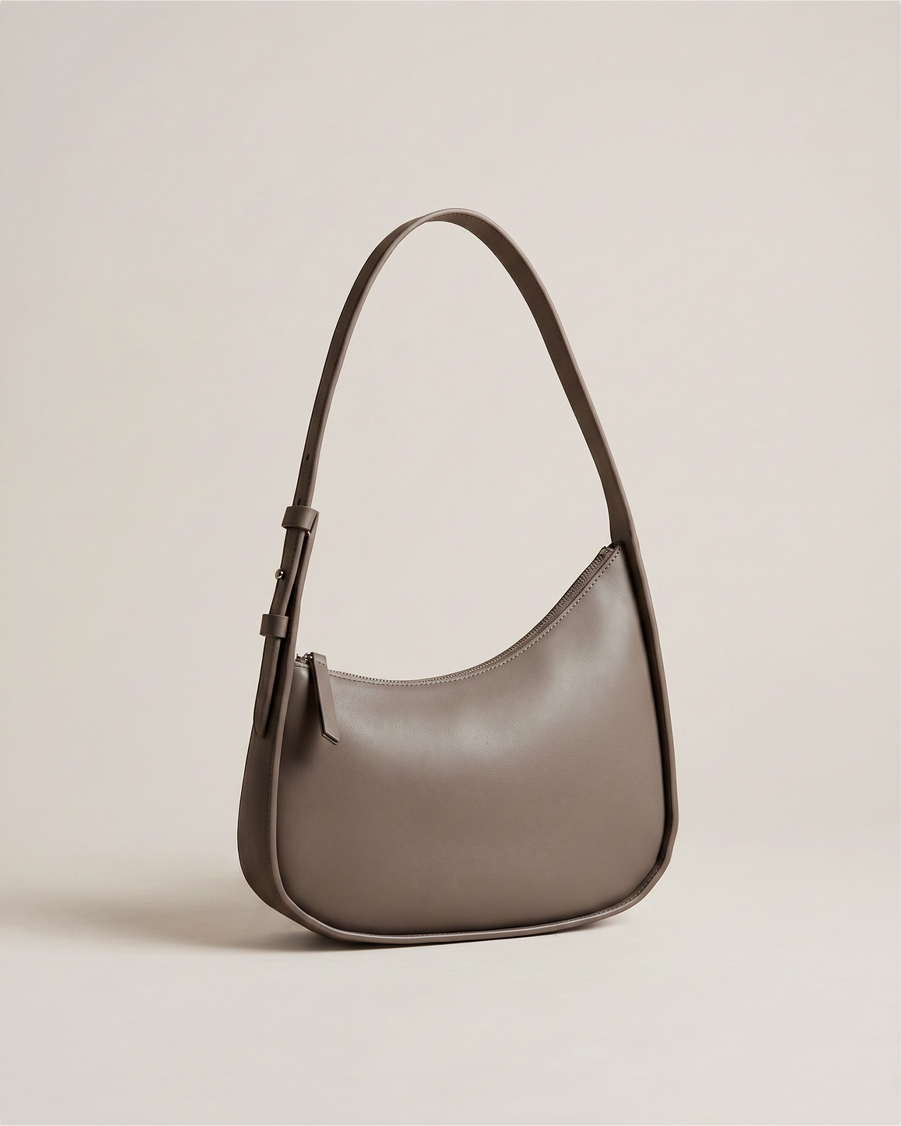 Italian Leather Asymmetrical Mini Shoulder Bag in Mink