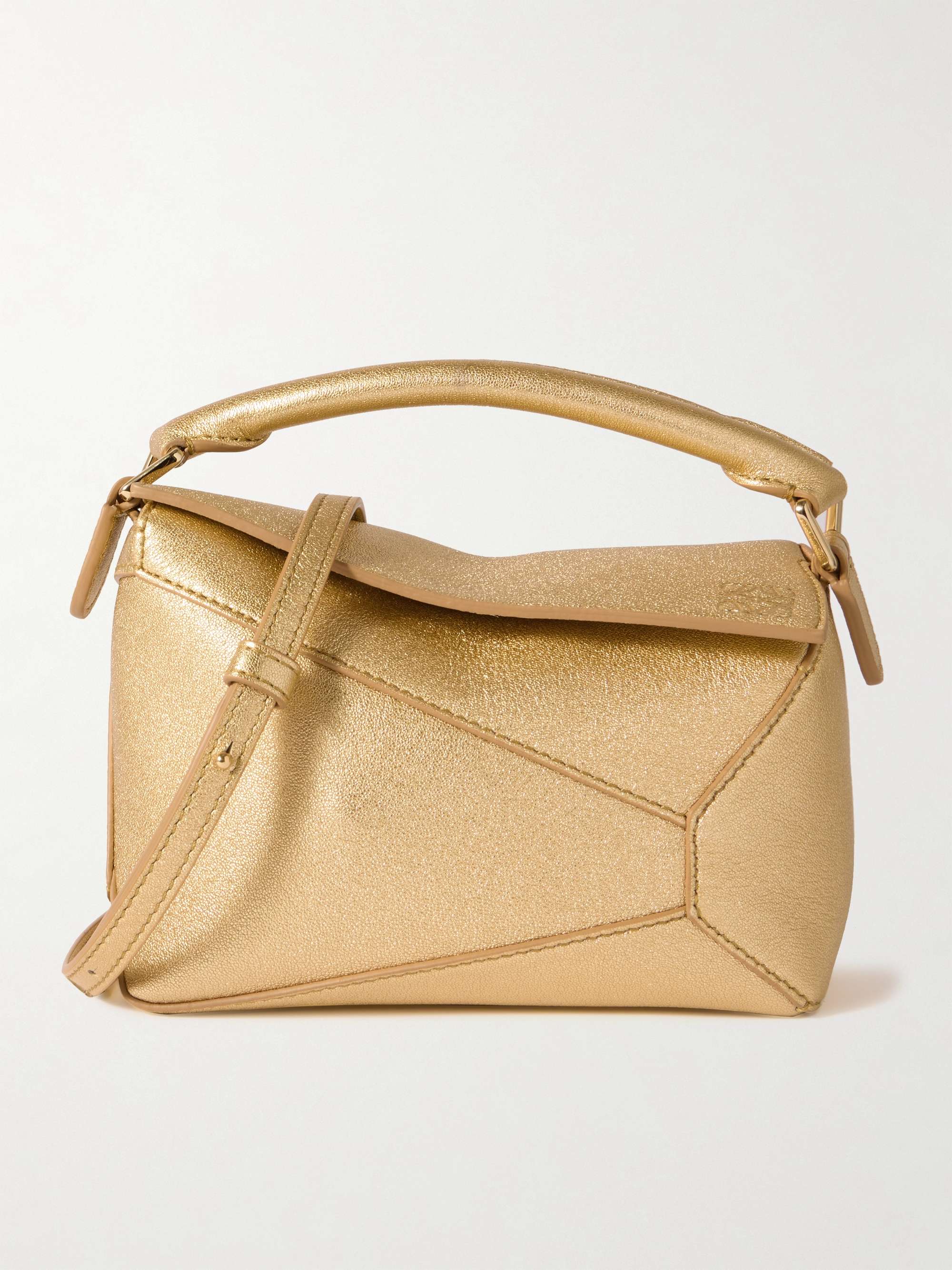 Puzzle Edge Mini Metallic Textured-Leather Shoulder Bag