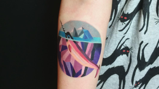 Colourful geometric tattoo