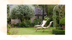 picture of well kept garden with sun loungers