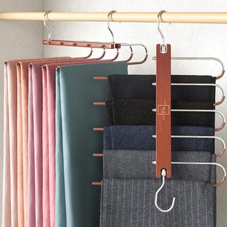 Pants hangers in a closet