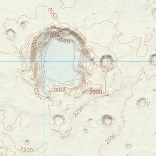 A zoomed in section of the Ordnance Survey Mars map, showing contour and height information.
