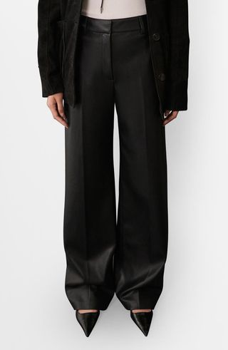 Wide Leg Faux Leather Pants