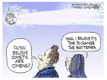 Editorial cartoon comet Philae satellite batteries