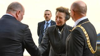 Martin Perry, Director of Development Nuveen and the Lord Provost, Cllr Robert Aldridge meet and greet Princess Anne, Princess Royal as she arrives onto Elder Street