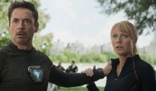 Avengers: Infinity War Tony and Pepper in the park, looking shocked