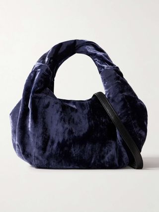 Gathered Crushed-Velvet Tote