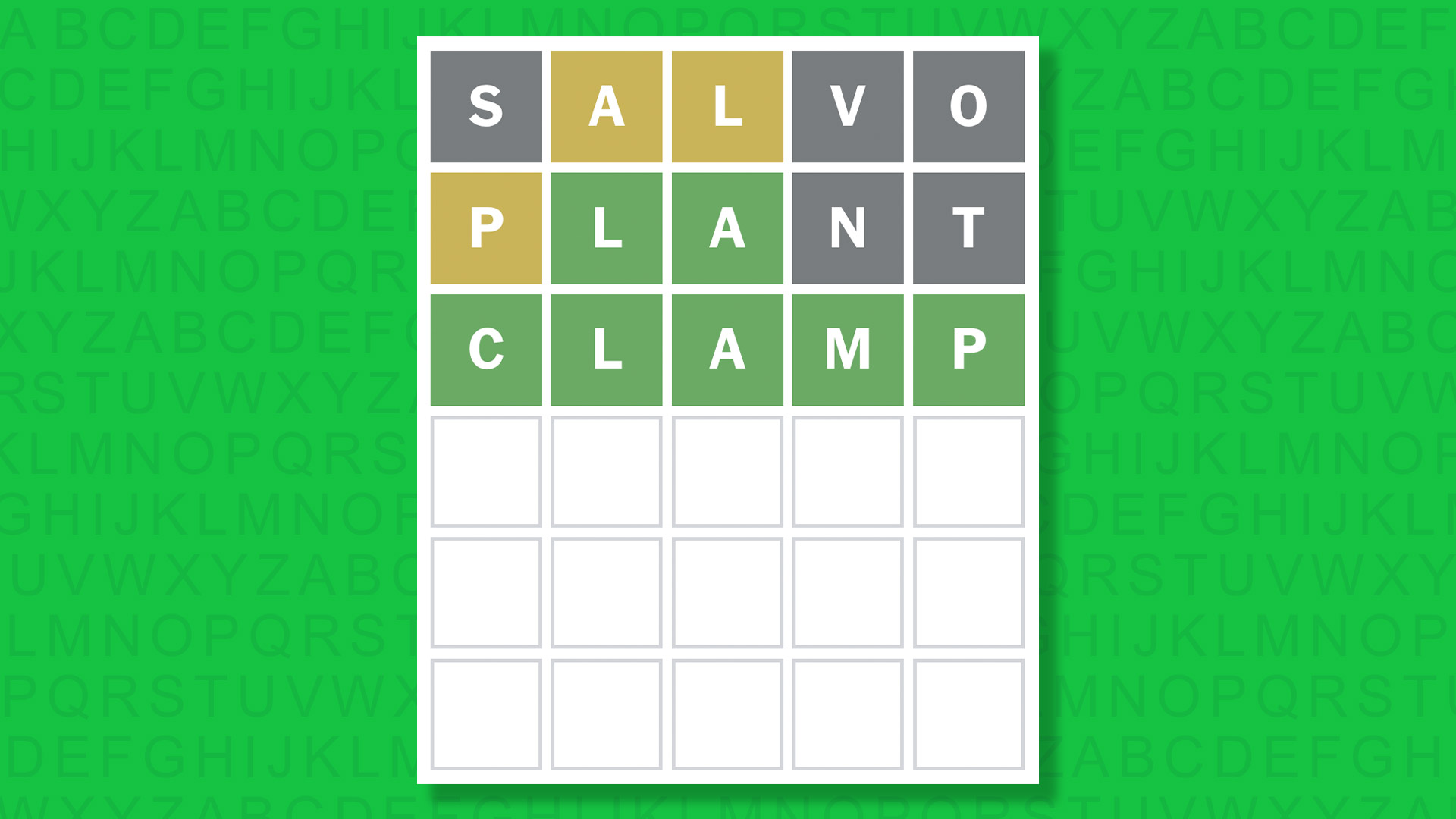 NYT Wordle answer for game 1612 on a green background