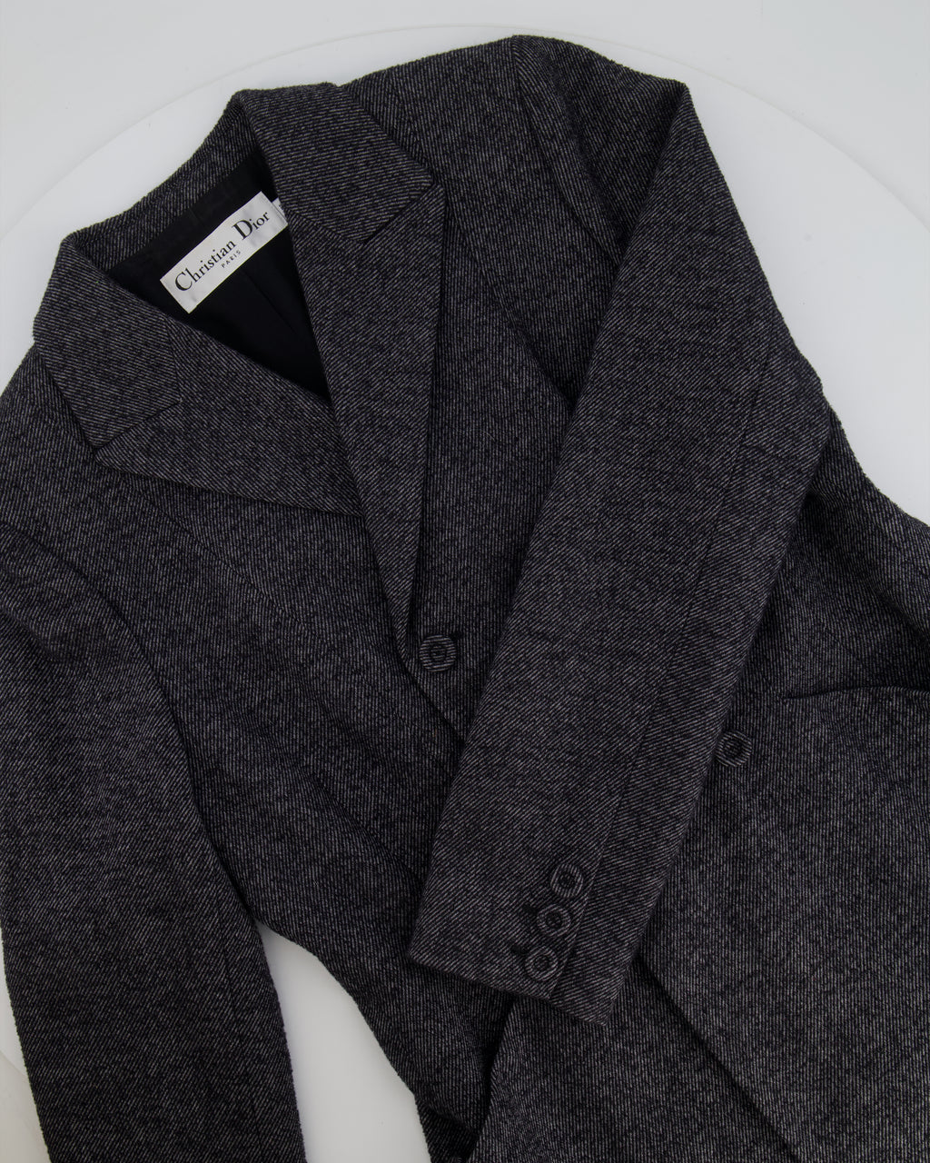 Christian Dior Grey Wool Double Breasted Jacket With Pockets Size Fr 44 (uk 16)