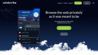 Website screenshot for Windscribe