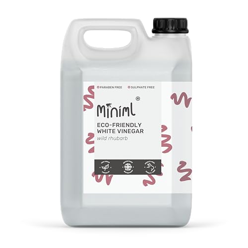 Miniml White Vinegar Cleaning Refill Wild Rhubarb Scented 5l - All Natural Multi-Surface and Multi-Purpose Cleaner, Limescale Remover, Laundry Softener and More - 100 Percent Vegan and Cruelty Free