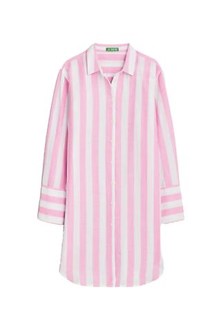 Relaxed-Fit Beach Shirt in Striped Linen-Cotton Blend