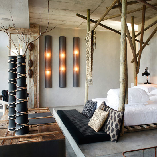 bedroom with double bed and bedside table with lamp