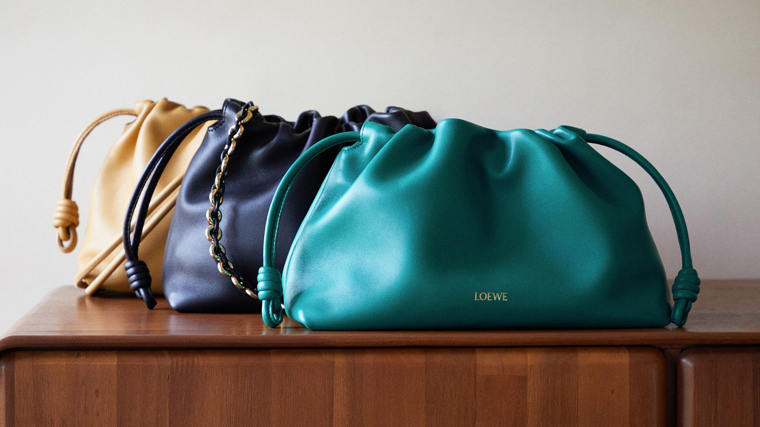 Midnight Blue Loewe Knot Tote Loewe Blue Leather Flamenco Knot 