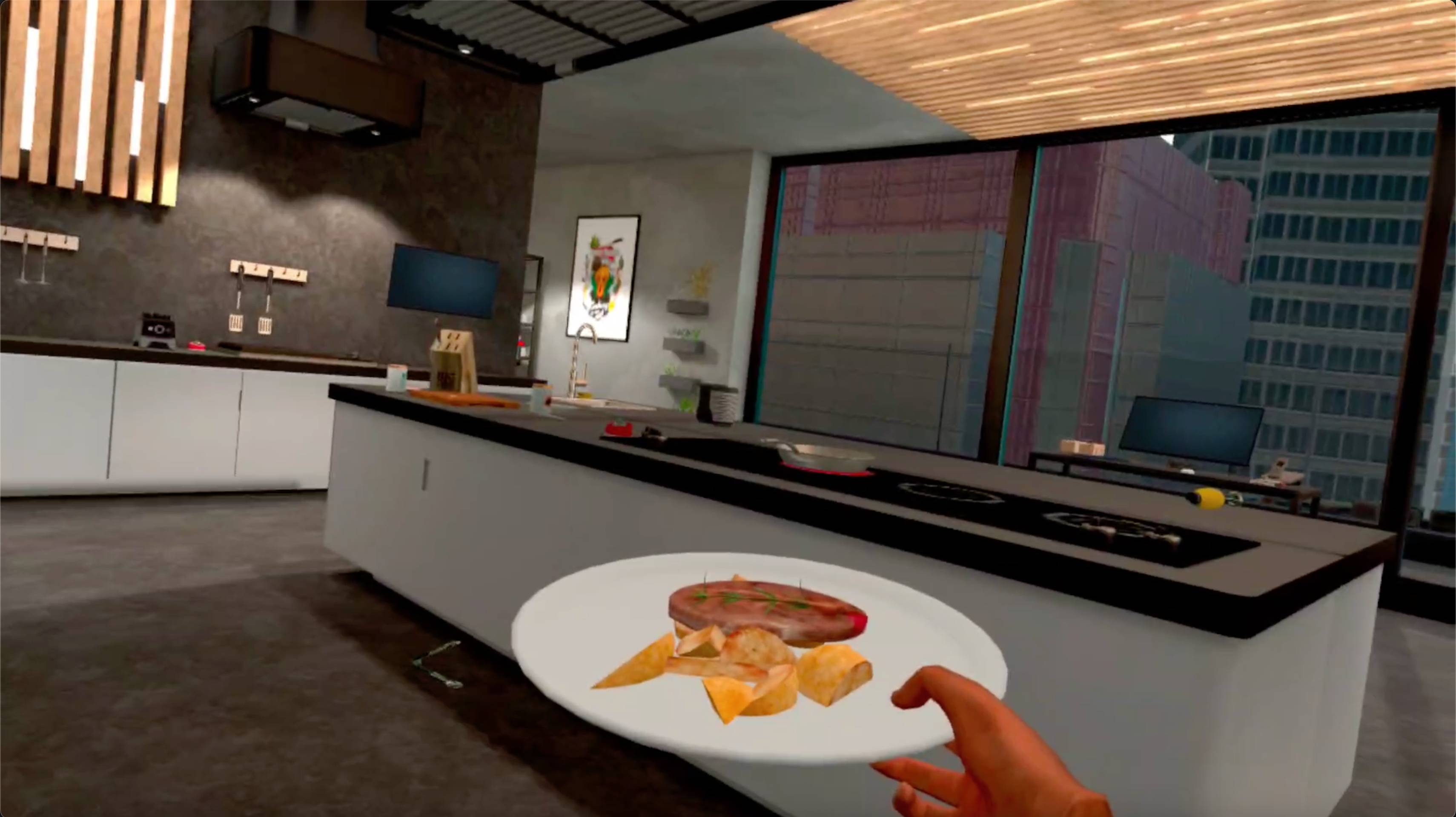 Cooking Simulator VR screenshot of virtual avatar cooking