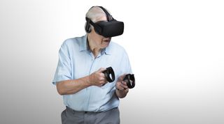 Sir David Attenborough playing with an Oculus Rift