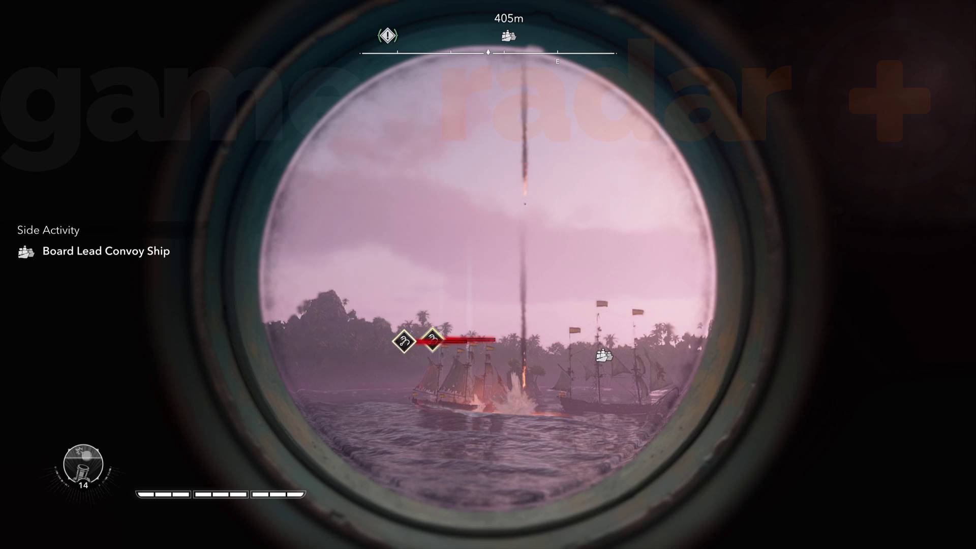 Assassin's Creed Black Flag Resynced aiming mortar at naval convoy