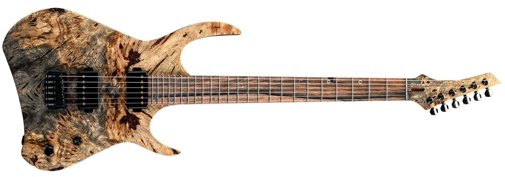 Kiesel Kyber: the all-new electric guitar from the Californian high-performance brand is a bold double-cut with some extreme contouring and a radical headstock design.