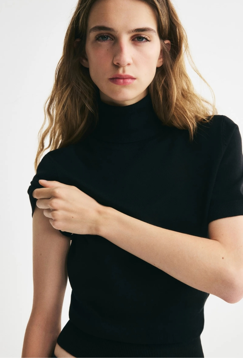 H&M, Fine-Knit Polo-Neck Top