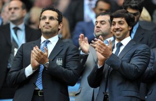 Manchester City owner Sheikh Mansour, right, with chairman Khaldoon Al Mubarak in 2010