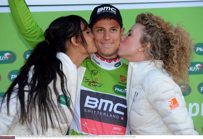 Podium kisses for Martin Kohler (BMC)