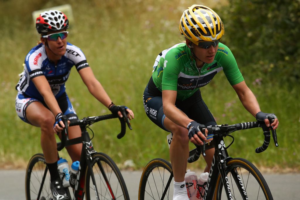Emma Johansson (Wiggle High5) with Kristin Armstrong (Twenty16)